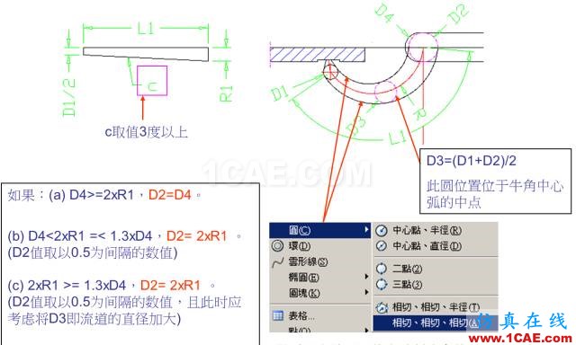 教你怎么畫模具的牛角進膠點、拆彎偷料ug設計圖片4